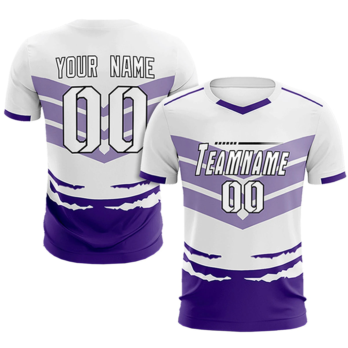 Custom White Purple Men Uniform Soccer Sets Jersey