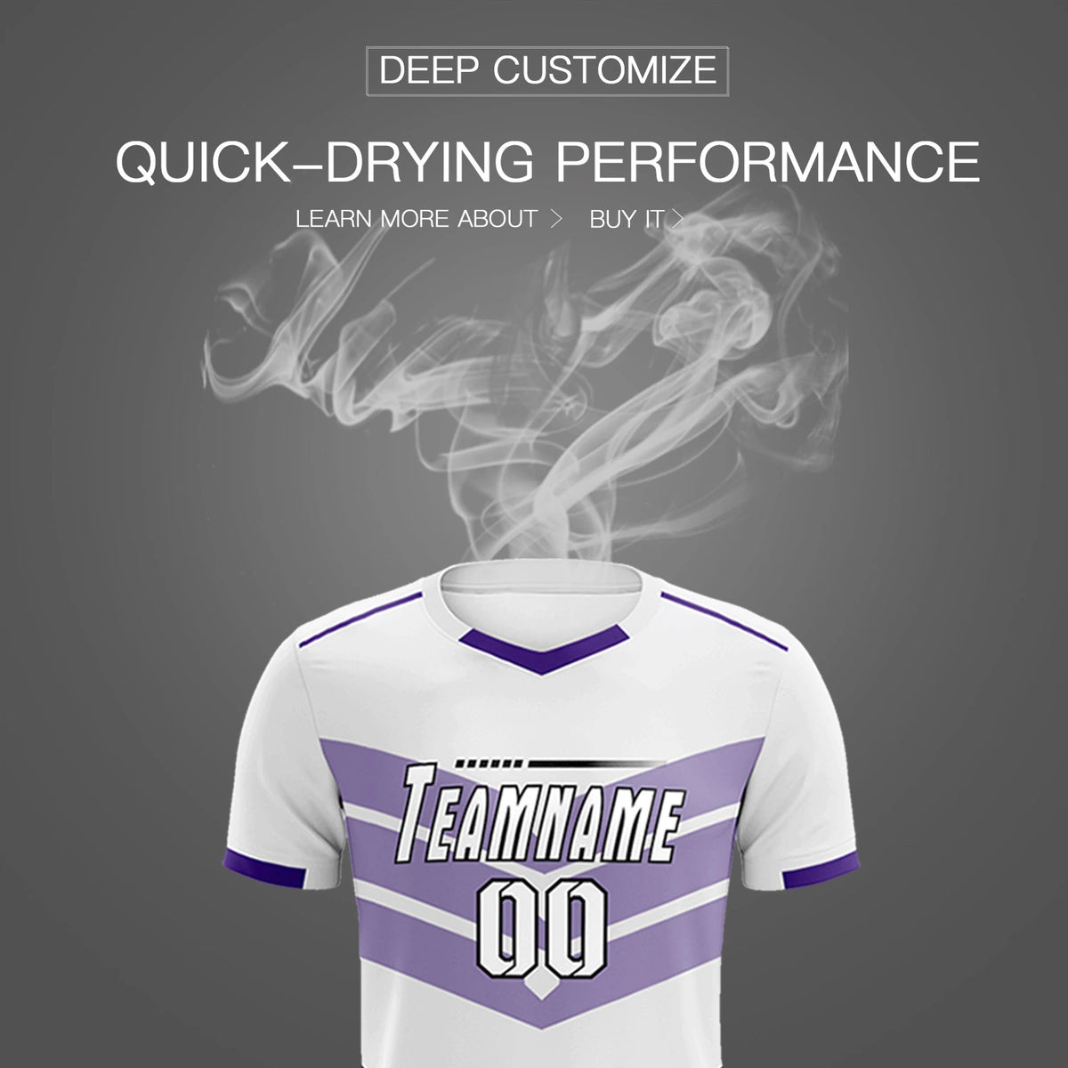 Custom White Purple Men Uniform Soccer Sets Jersey