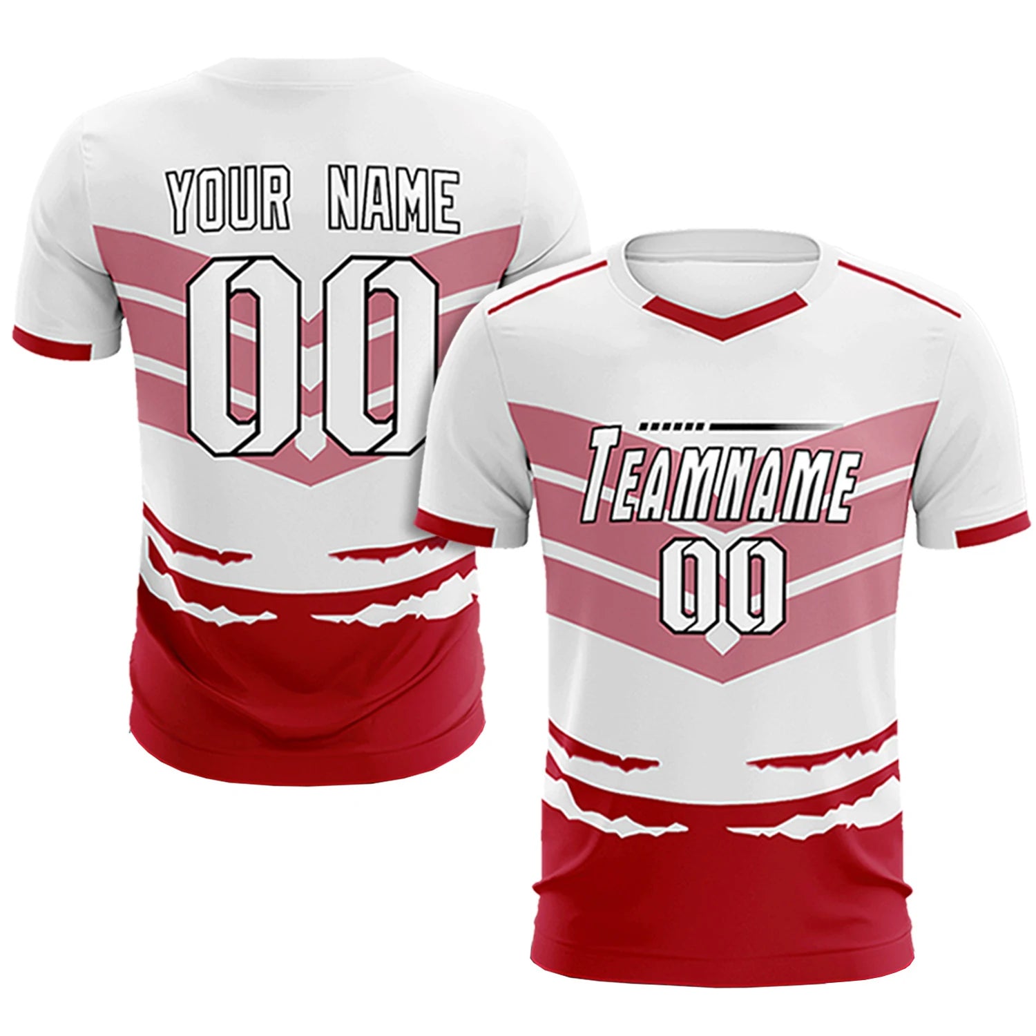Custom White Red Men Uniform Soccer Sets Jersey