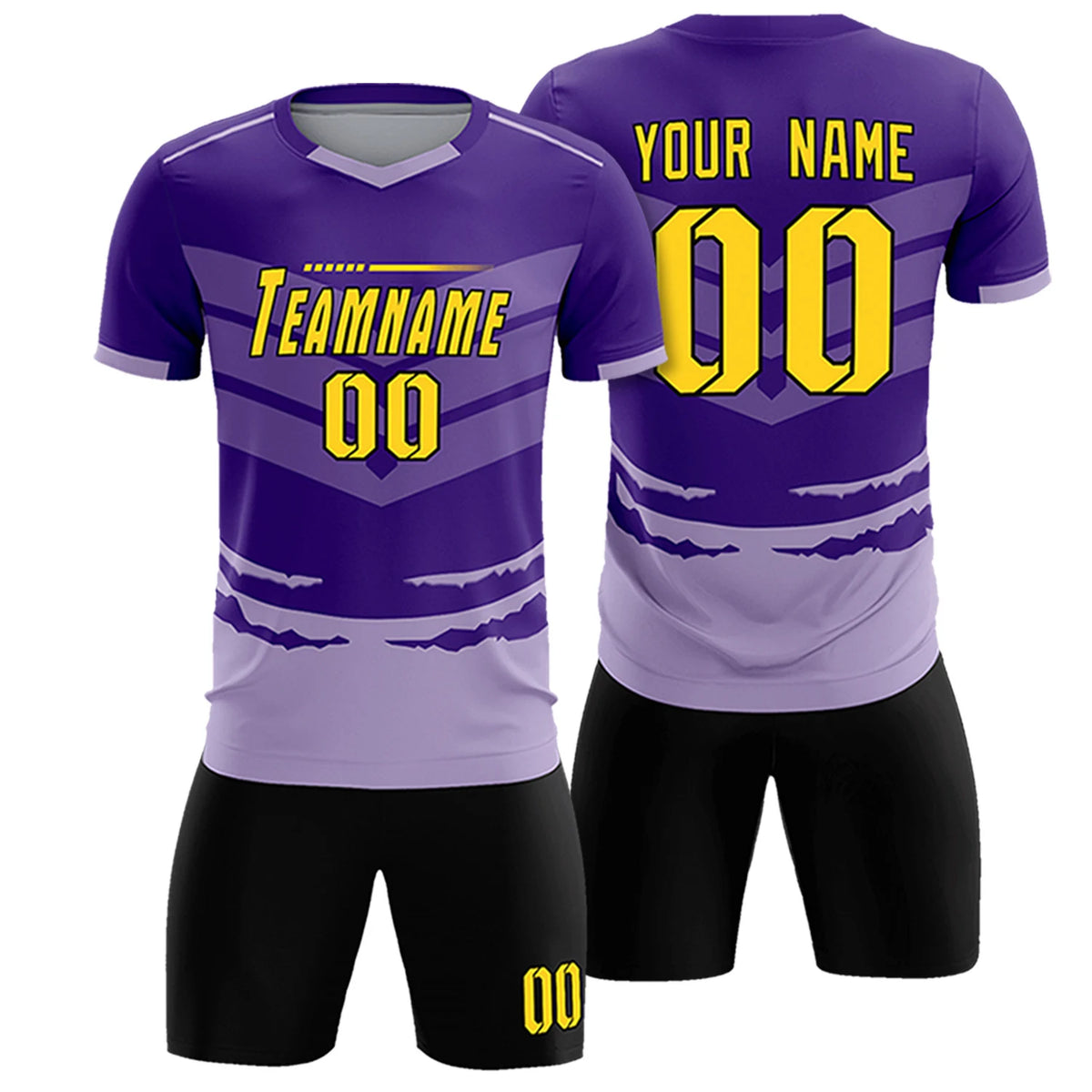 Custom Purple Light Purple Men Uniform Soccer Sets Jersey