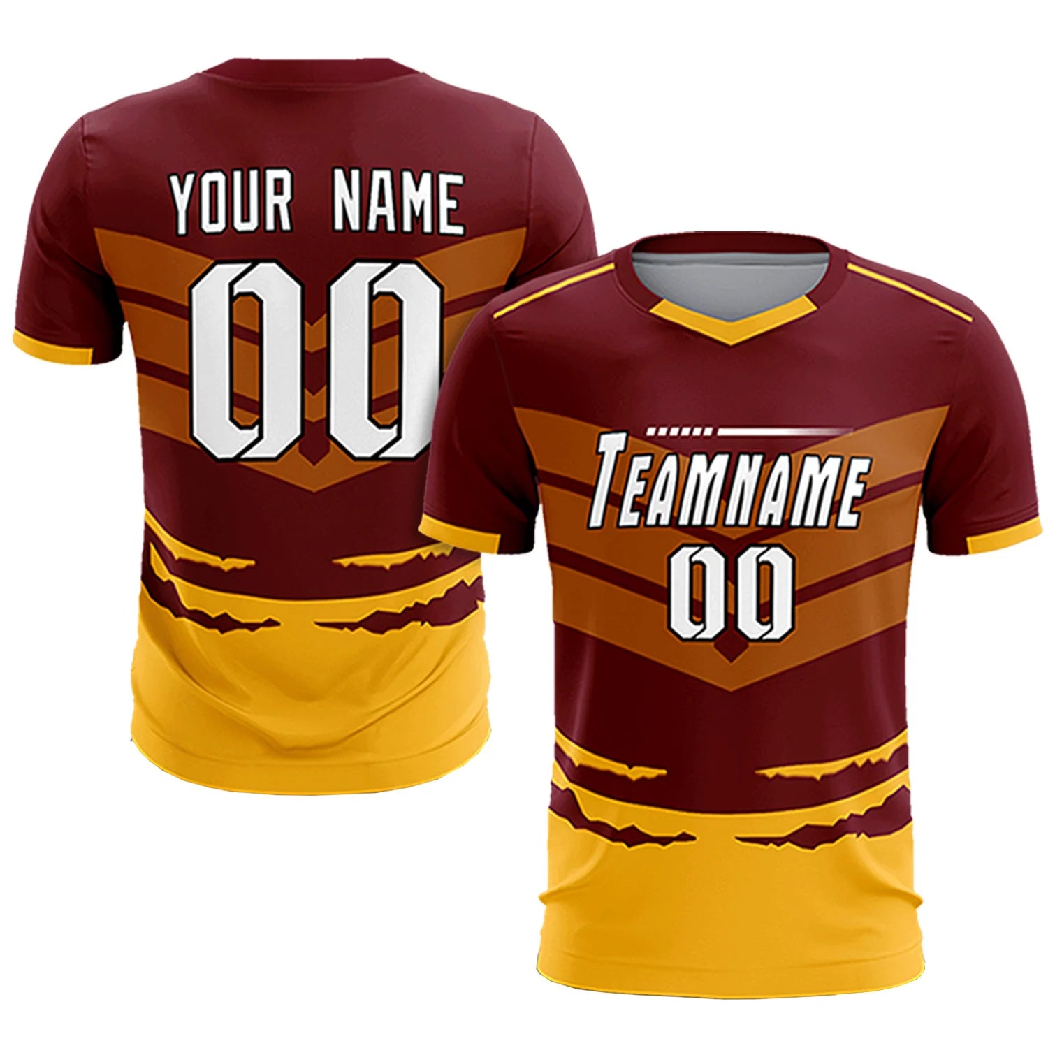 Custom Crimson Yellow Men Uniform Soccer Sets Jersey