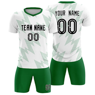Custom White Kelly Green Quick Dry Training Uniform Soccer Sets Jersey - Style 1