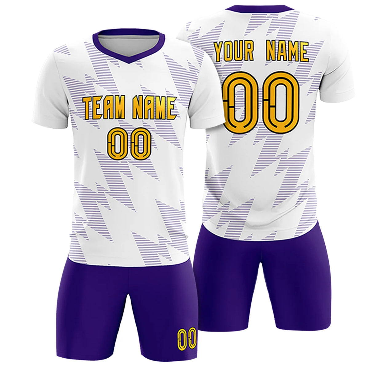 Custom White Purple Quick Dry Training Uniform Soccer Sets Jersey