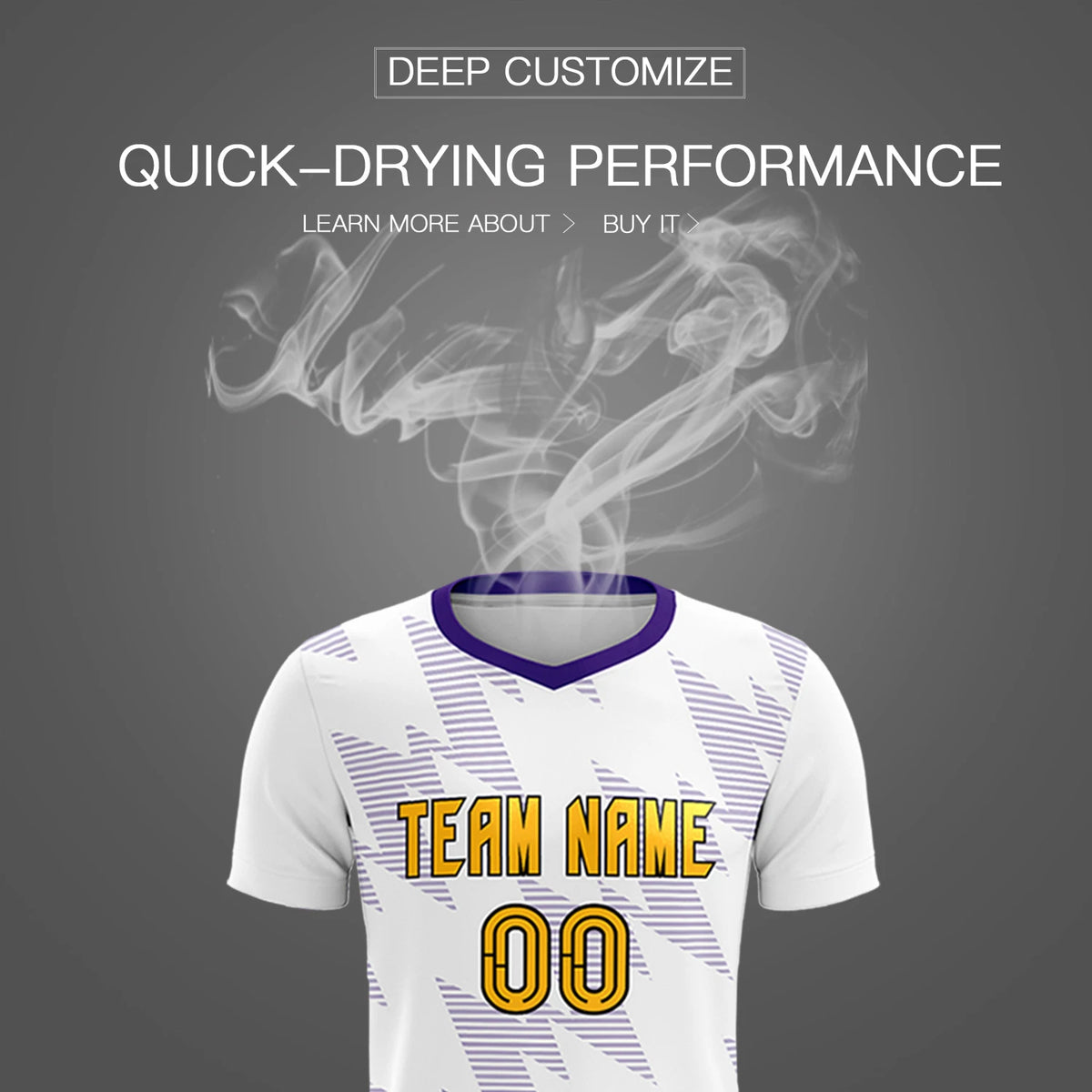 Custom White Purple Quick Dry Training Uniform Soccer Sets Jersey