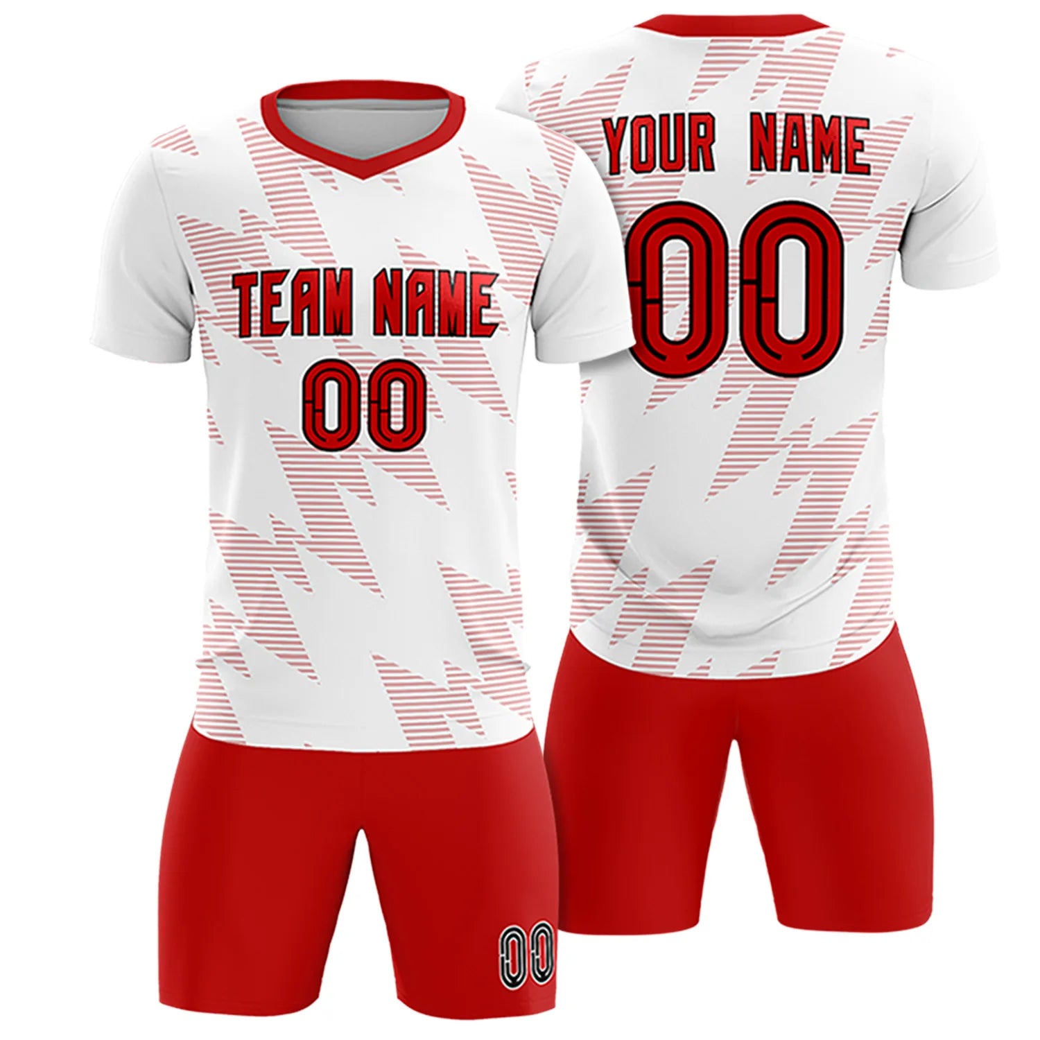 Custom White Red Quick Dry Training Uniform Soccer Sets Jersey