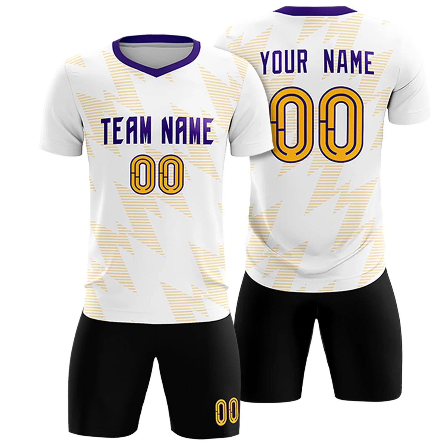 Custom White Yellow Quick Dry Training Uniform Soccer Sets Jersey
