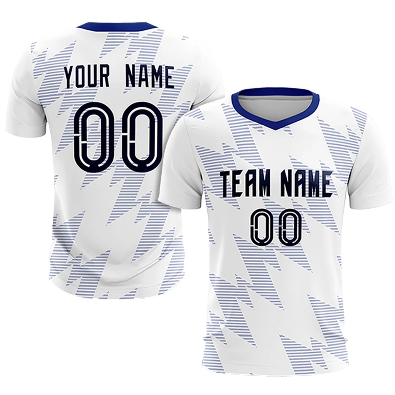 Custom White Royal Blue Quick Dry Training Uniform Soccer Sets Jersey