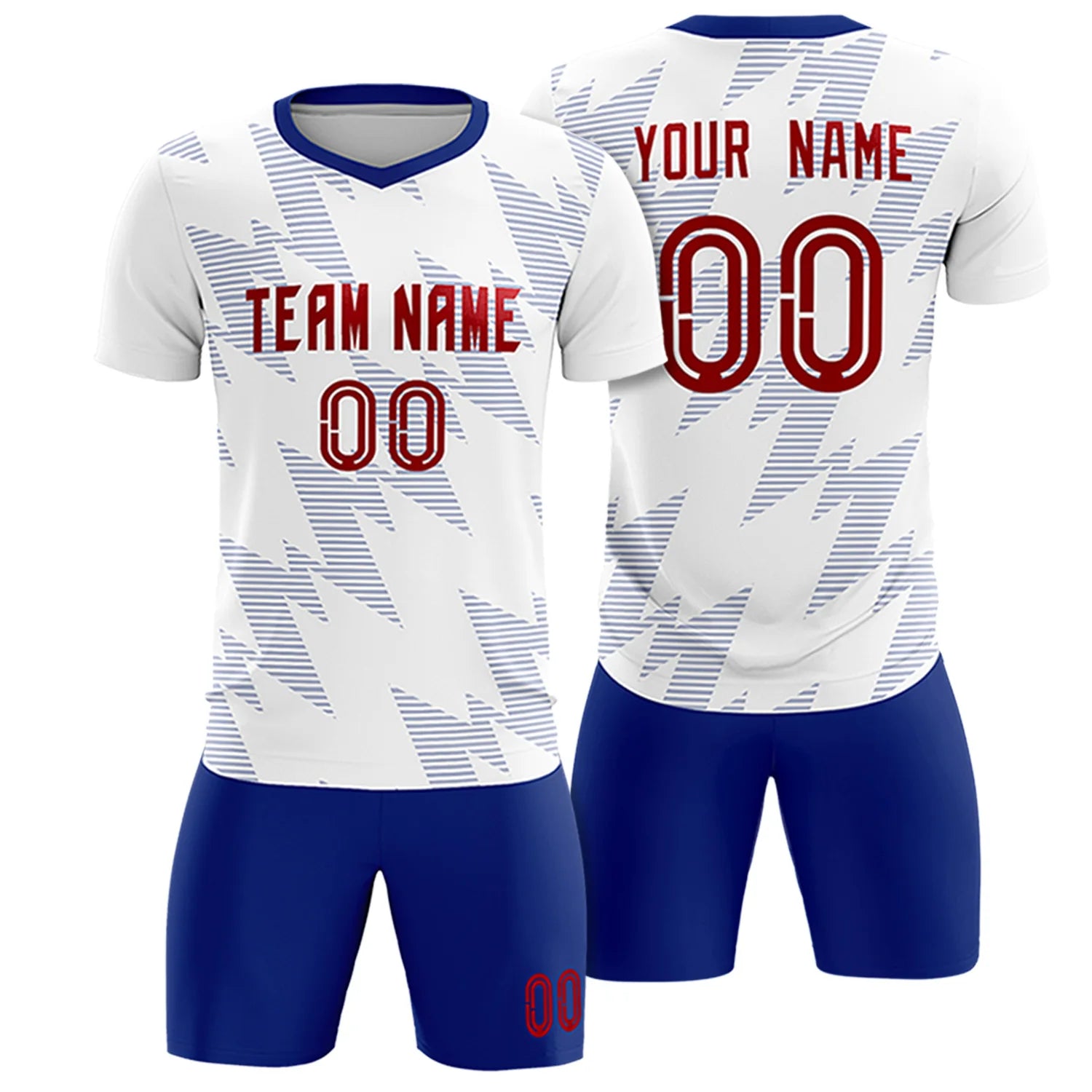Custom White Royal Blue Quick Dry Training Uniform Soccer Sets Jersey