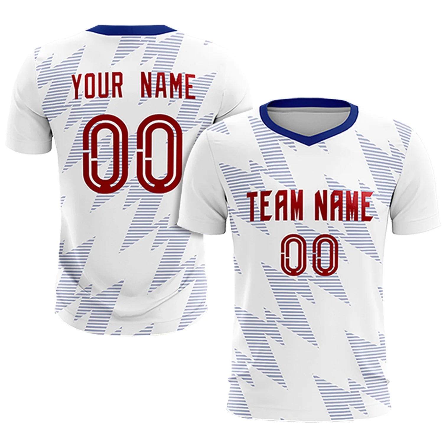 Custom White Royal Blue Quick Dry Training Uniform Soccer Sets Jersey