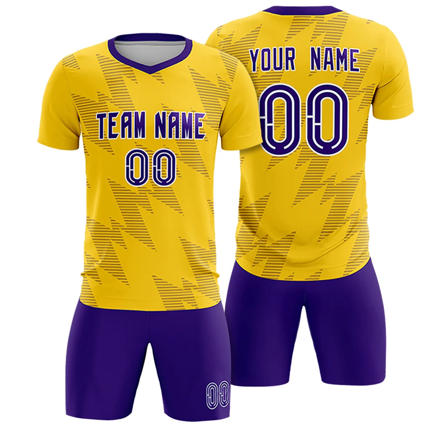 Custom Yellow Purple Quick Dry Training Uniform Soccer Sets Jersey