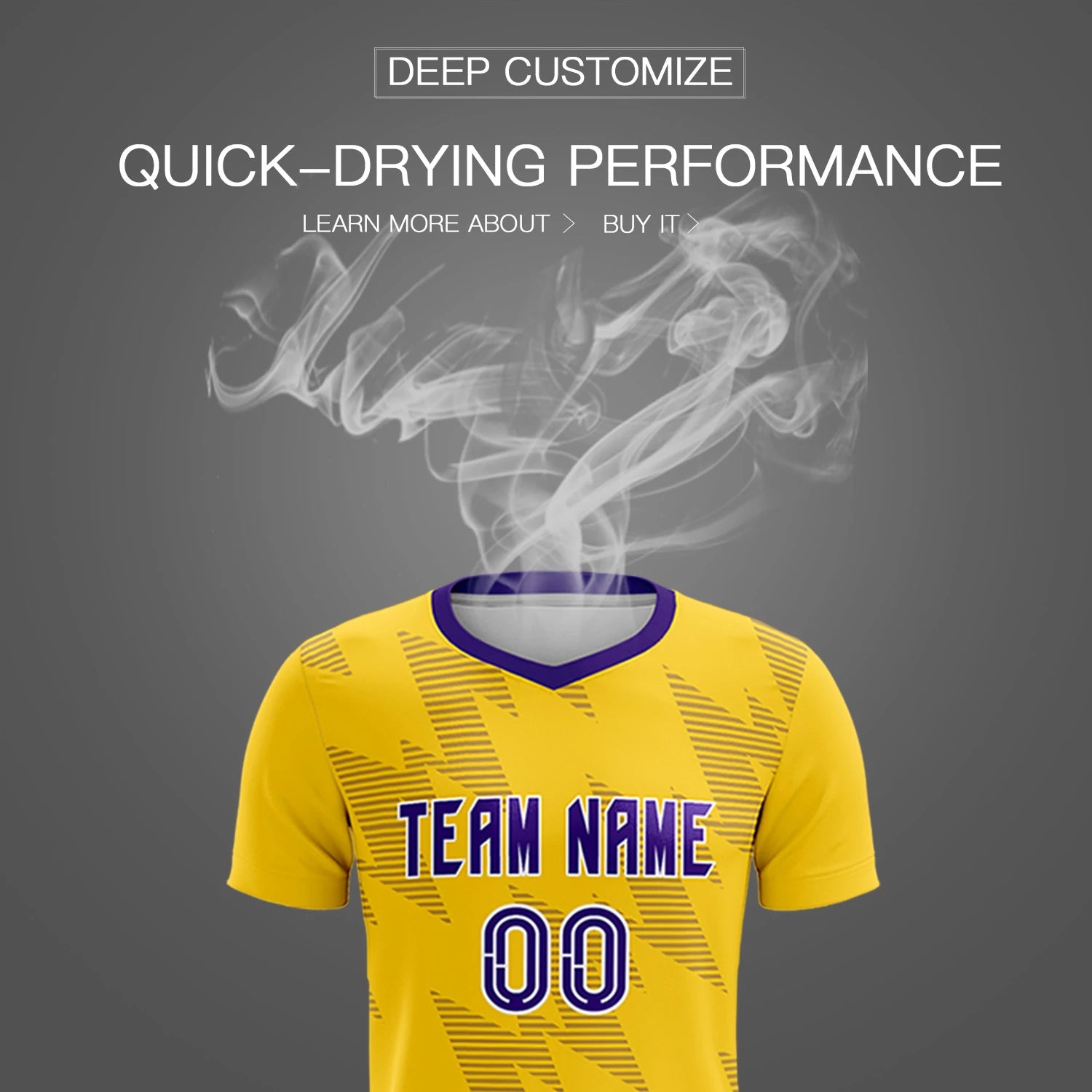 Custom Yellow Purple Quick Dry Training Uniform Soccer Sets Jersey