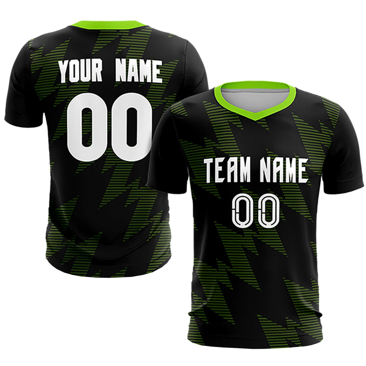 Custom Black Neon Green Quick Dry Training Uniform Soccer Sets Jersey