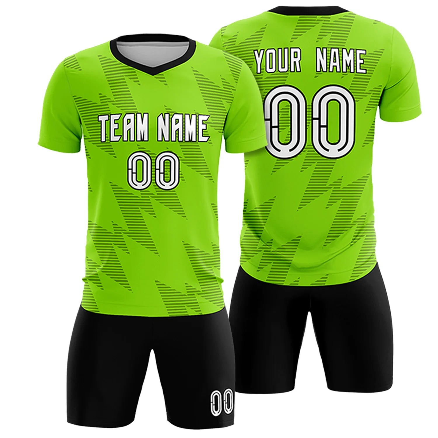 Custom Neon Green Black Quick Dry Training Uniform Soccer Sets Jersey