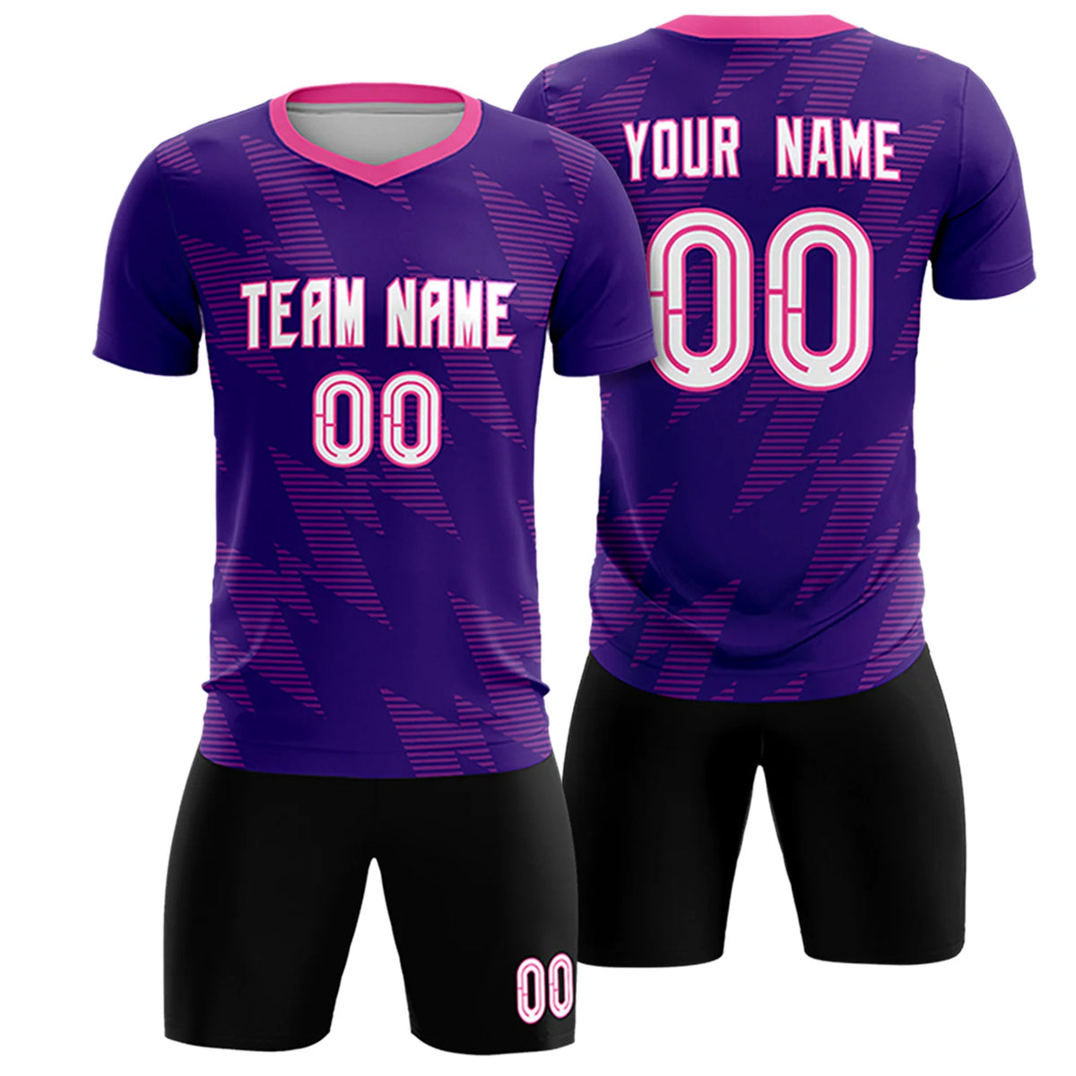 Custom Purple Pink Quick Dry Training Uniform Soccer Sets Jersey