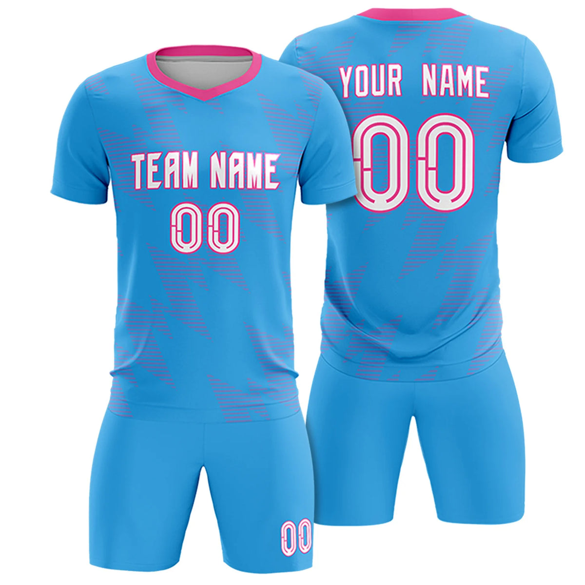 Custom Light Blue Pink Quick Dry Training Uniform Soccer Sets Jersey