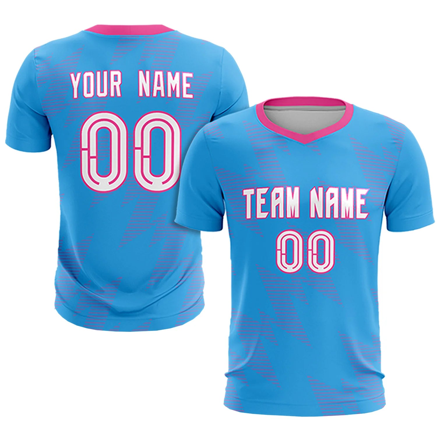 Custom Light Blue Pink Quick Dry Training Uniform Soccer Sets Jersey