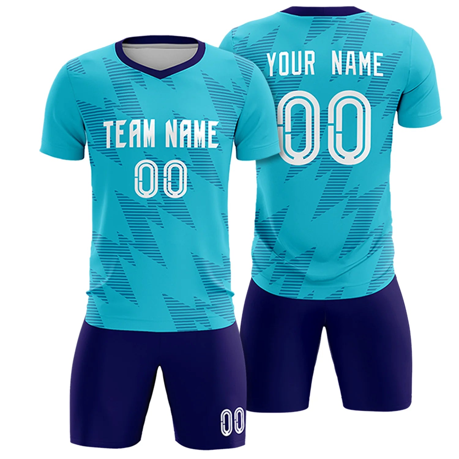 Custom Aqua Purple Quick Dry Training Uniform Soccer Sets Jersey