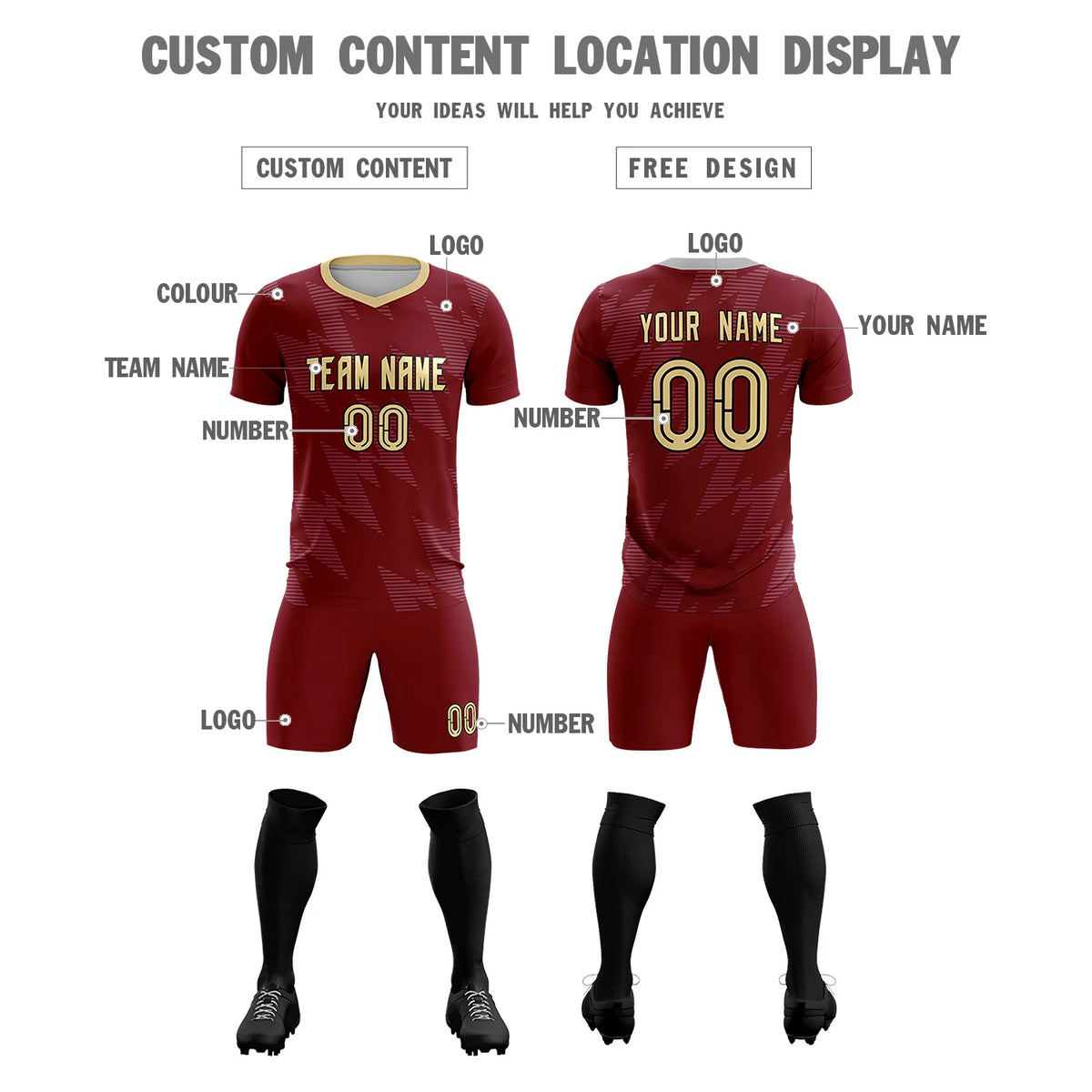Custom Crimson Gray Quick Dry Training Uniform Soccer Sets Jersey