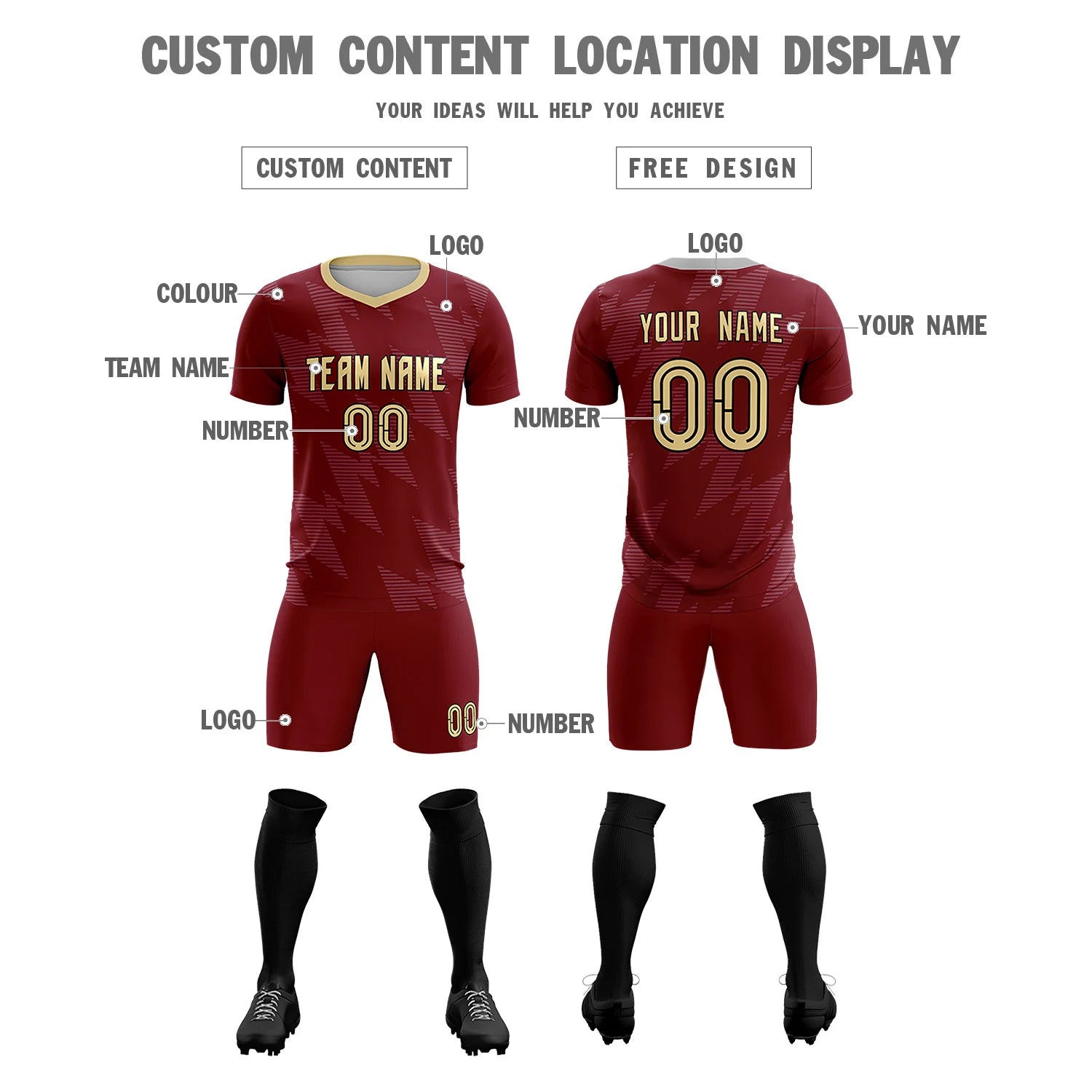 Custom Crimson Gray Quick Dry Training Uniform Soccer Sets Jersey