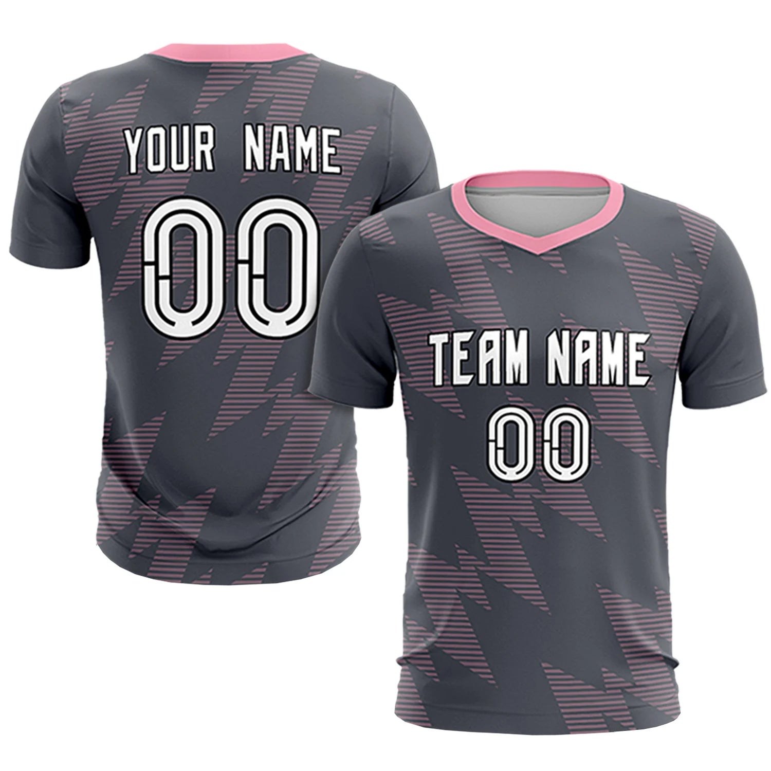 Custom Gray Light PiNK Quick Dry Training Uniform Soccer Sets Jersey