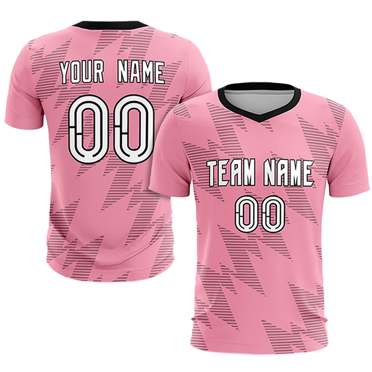 Custom Light Pink Black Quick Dry Training Uniform Soccer Sets Jersey