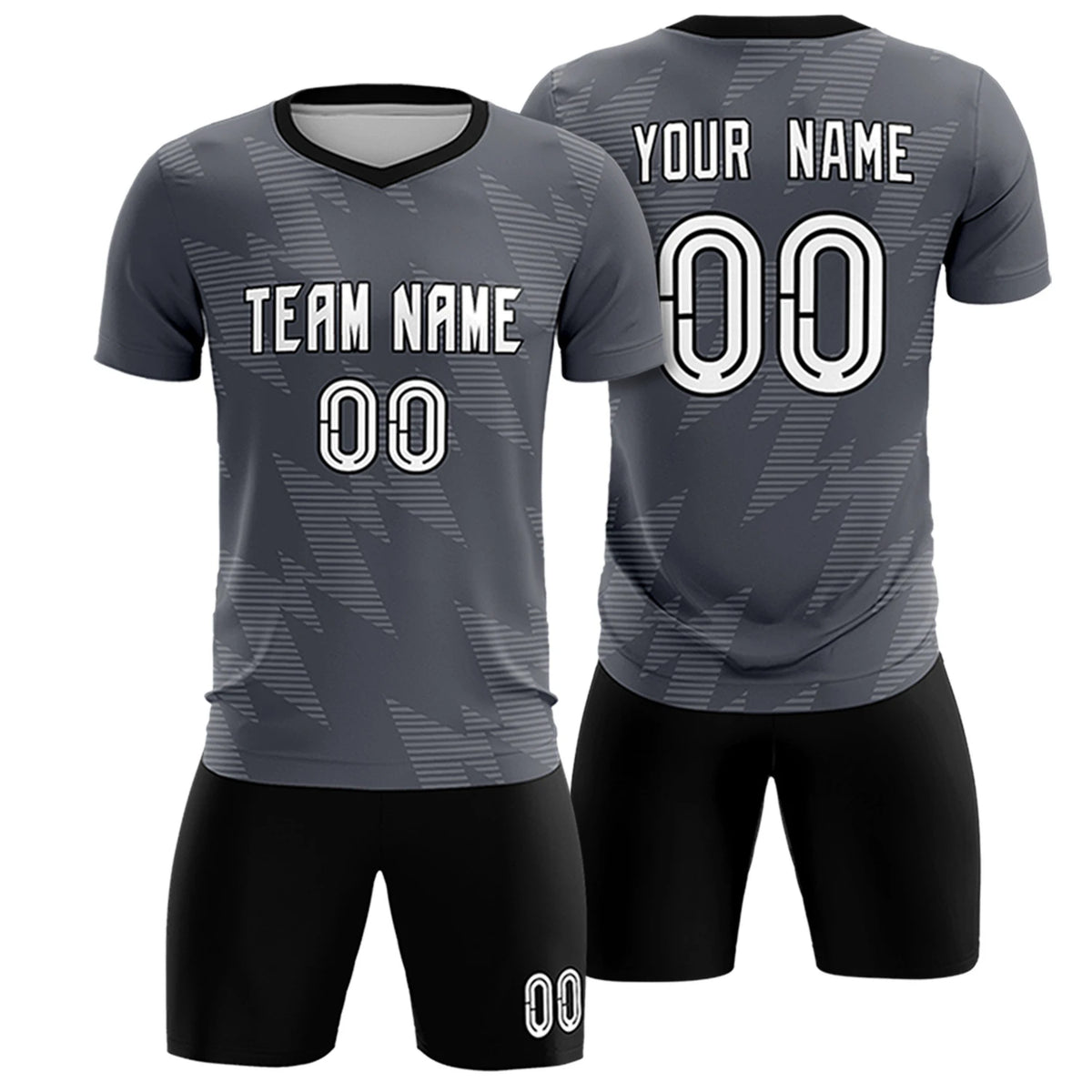 Custom Gray Black Quick Dry Training Uniform Soccer Sets Jersey