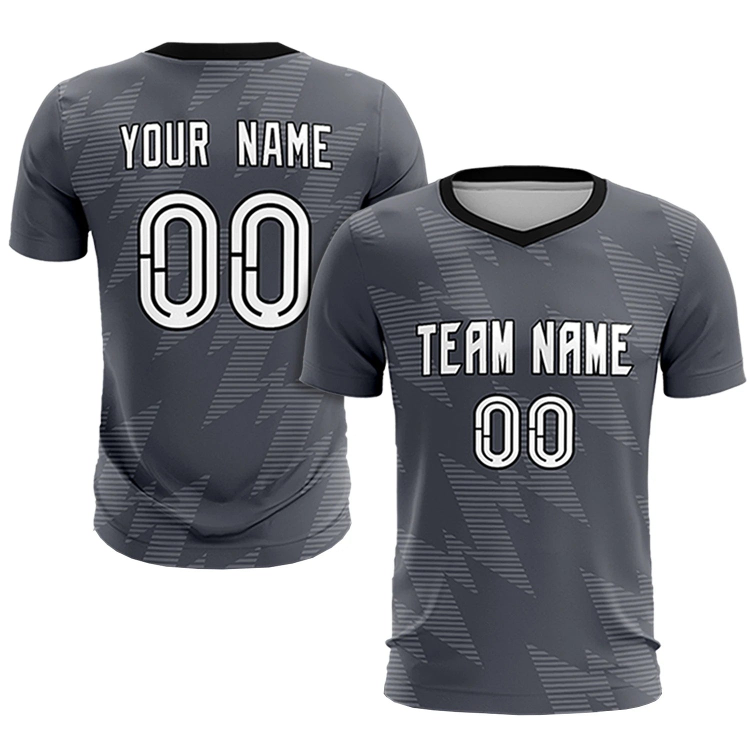 Custom Gray Black Quick Dry Training Uniform Soccer Sets Jersey