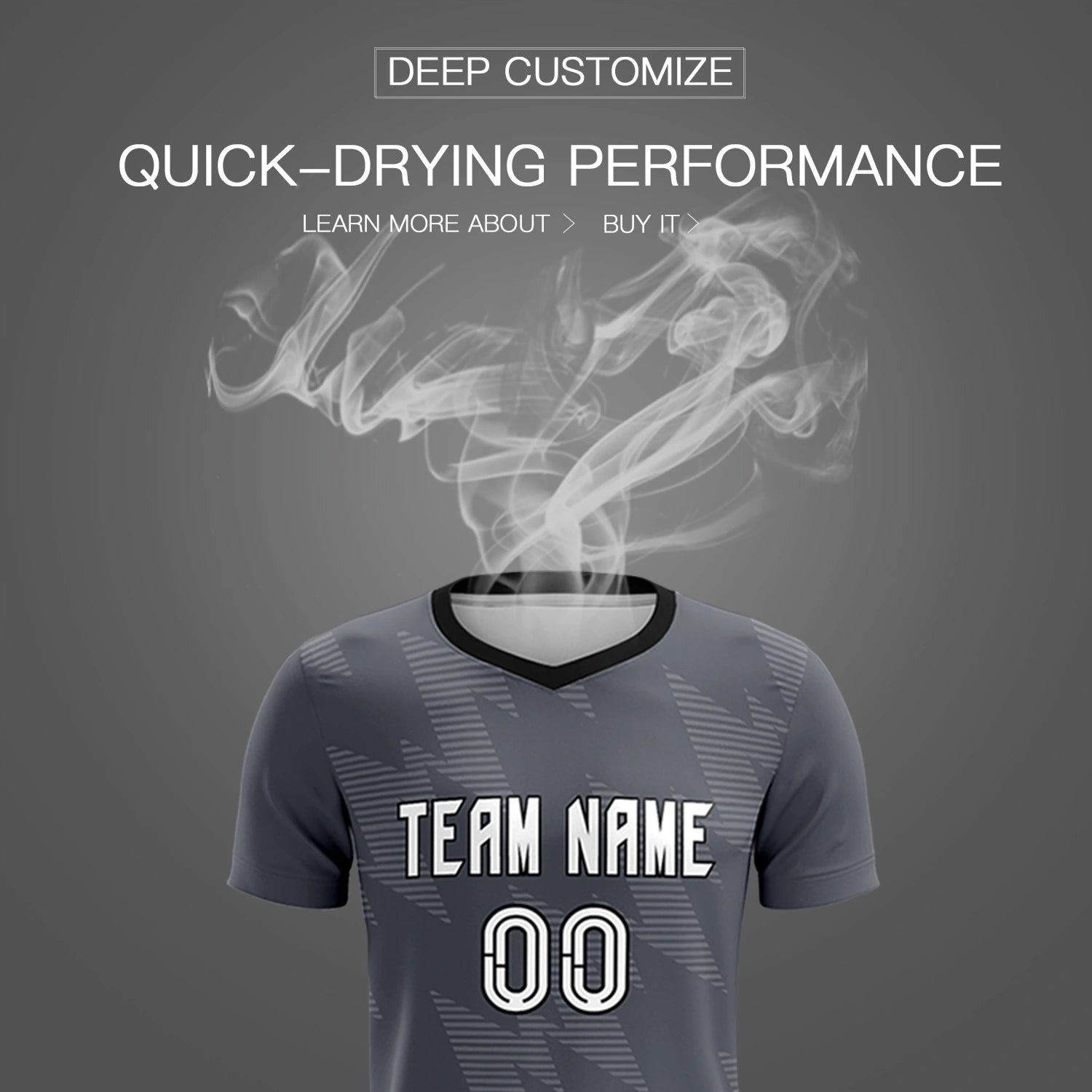 Custom Gray Black Quick Dry Training Uniform Soccer Sets Jersey