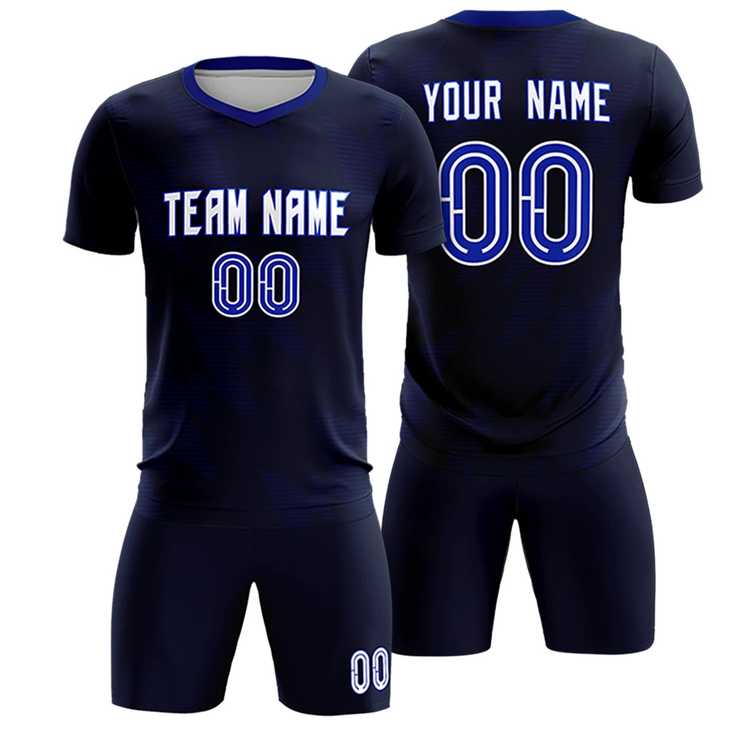 Custom Navy Black Quick Dry Training Uniform Soccer Sets Jersey