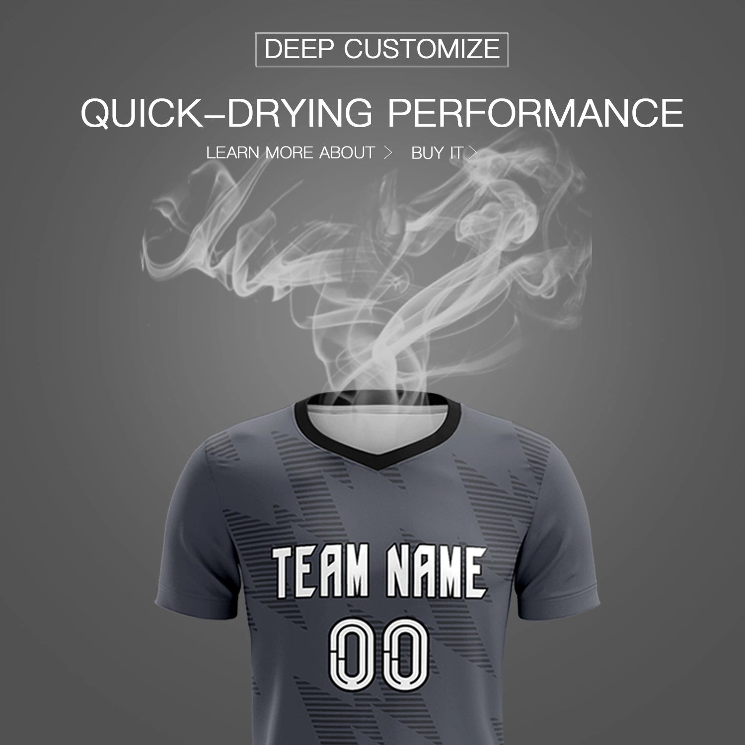 Custom Gray Black Quick Dry Training Uniform Soccer Sets Jersey