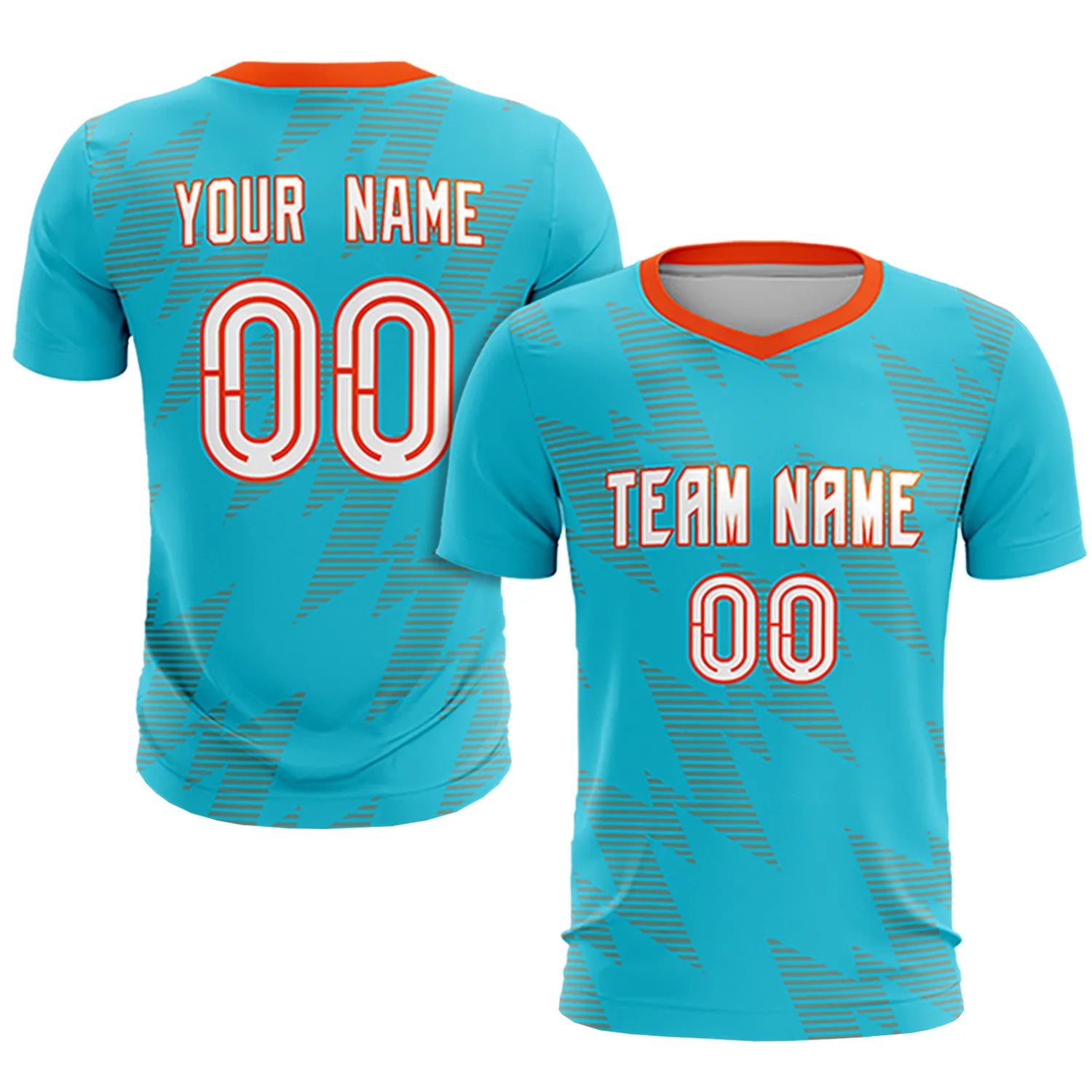 Custom Aqua Orange Quick Dry Training Uniform Soccer Sets Jersey