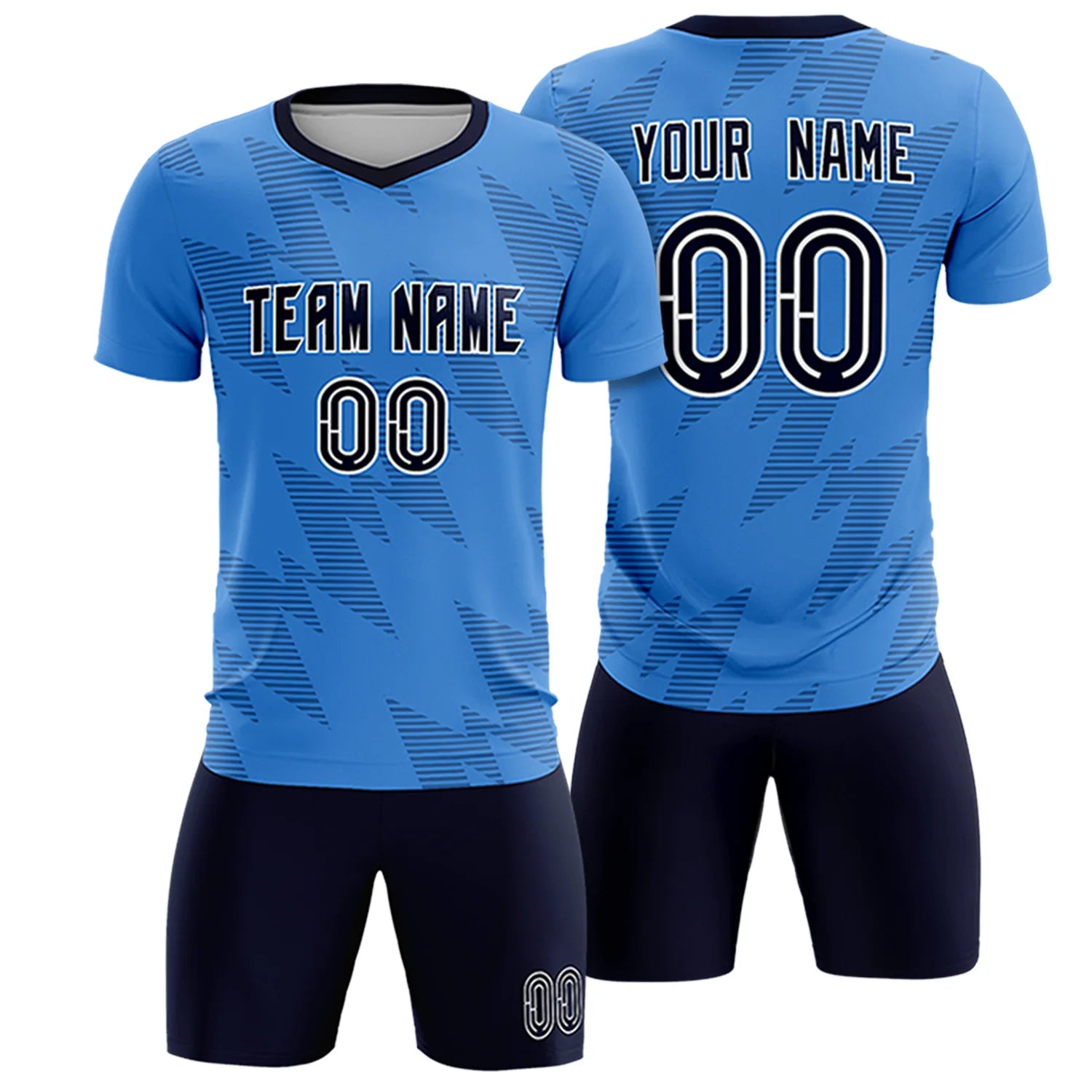 Custom Powder Blue Navy Quick Dry Training Uniform Soccer Sets Jersey