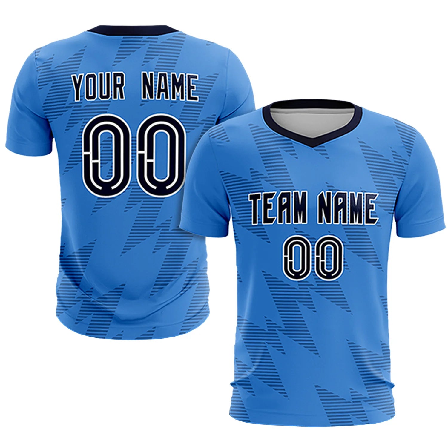 Custom Powder Blue Navy Quick Dry Training Uniform Soccer Sets Jersey