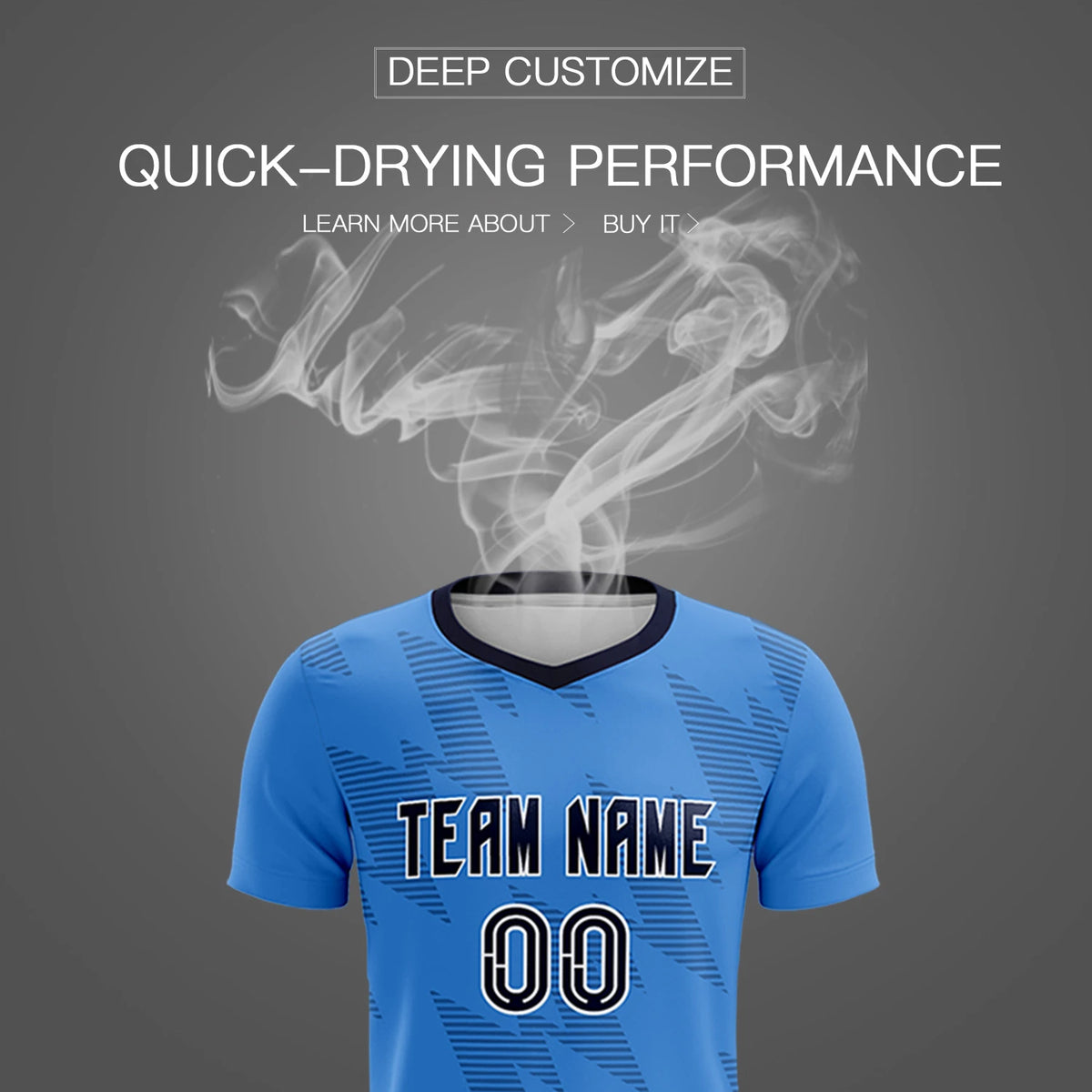 Custom Powder Blue Navy Quick Dry Training Uniform Soccer Sets Jersey