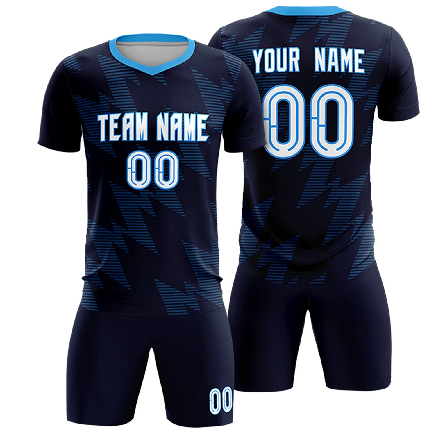 Custom Navy Black Quick Dry Training Uniform Soccer Sets Jersey