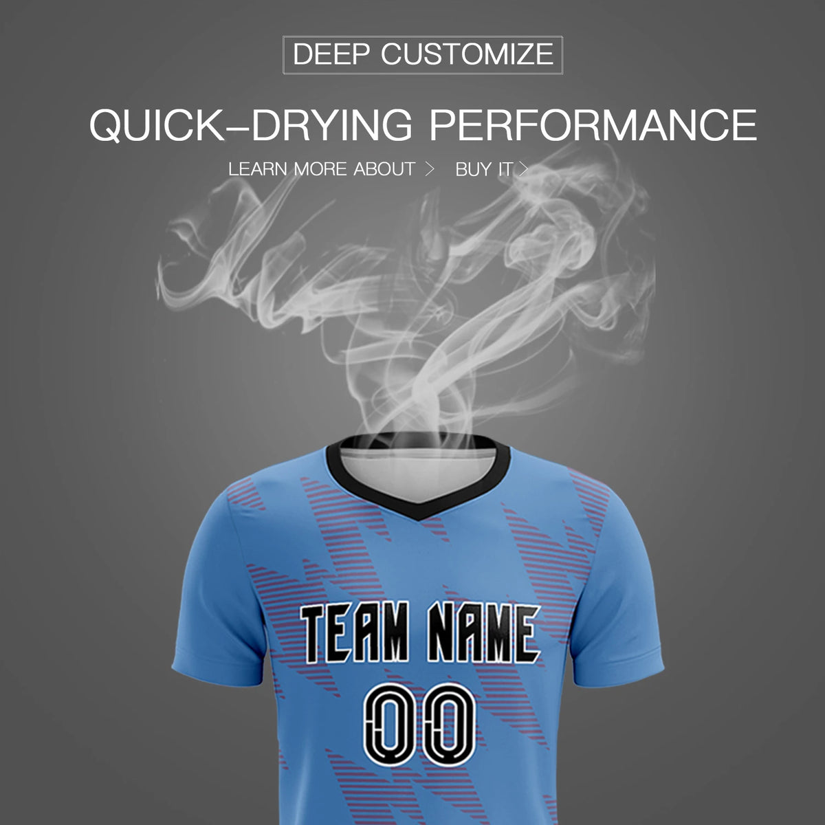 Custom Powder Blue Red Quick Dry Training Uniform Soccer Sets Jersey