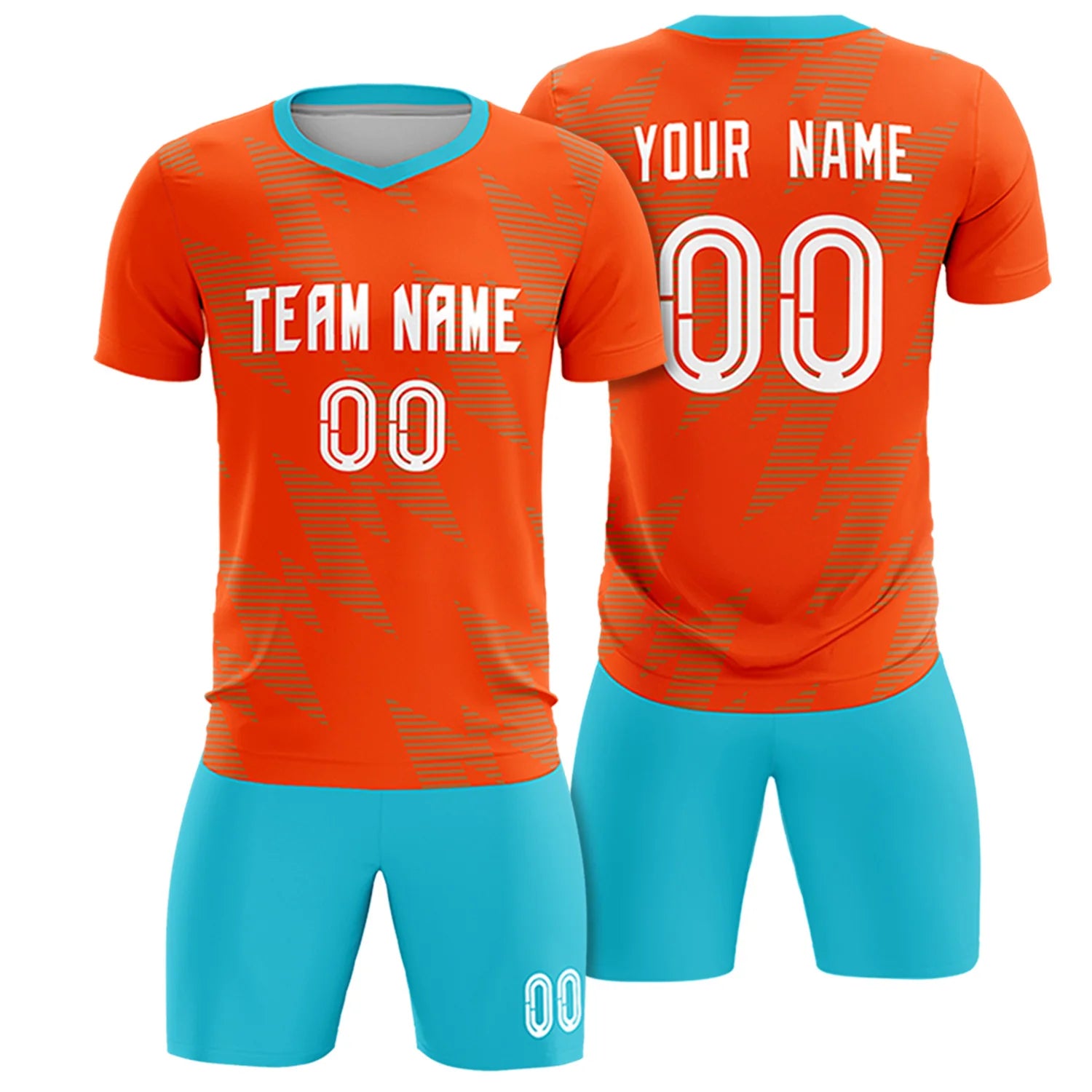 Custom Orange Aqua Quick Dry Training Uniform Soccer Sets Jersey