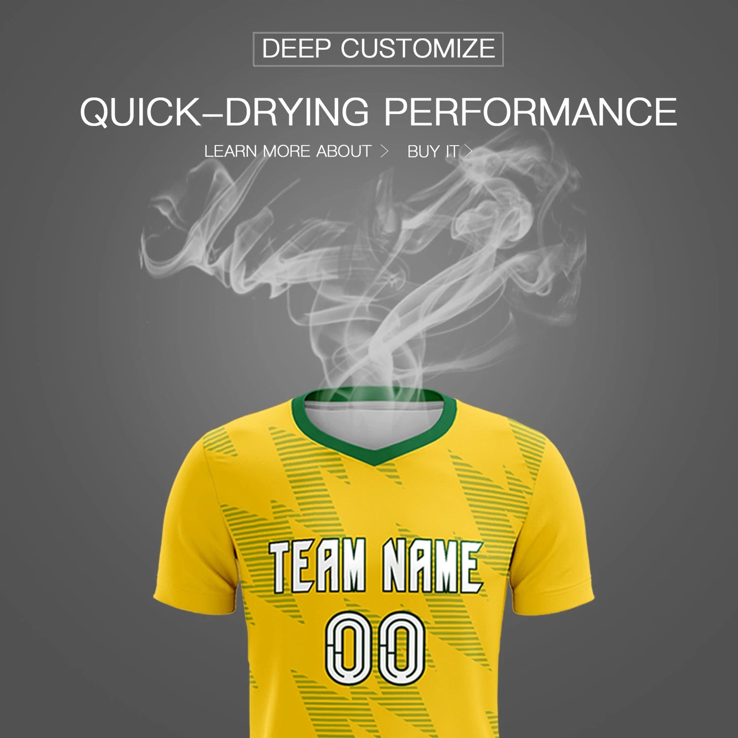 Custom Gold01 Green Quick Dry Training Uniform Soccer Sets Jersey