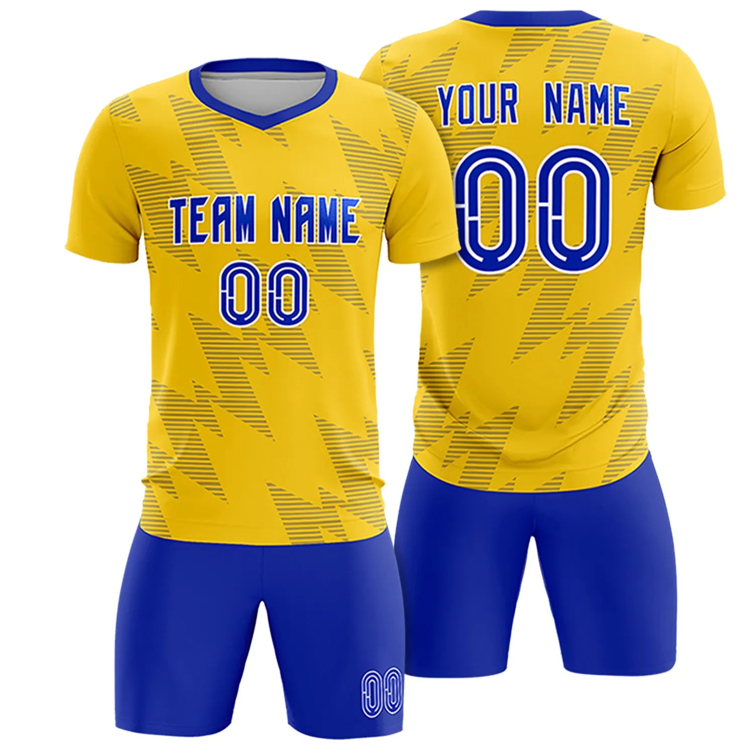 Custom Gold01 Royal Blue Quick Dry Training Uniform Soccer Sets Jersey