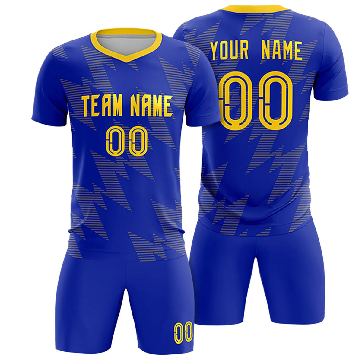Custom Royal Blue Gold01 Quick Dry Training Uniform Soccer Sets Jersey