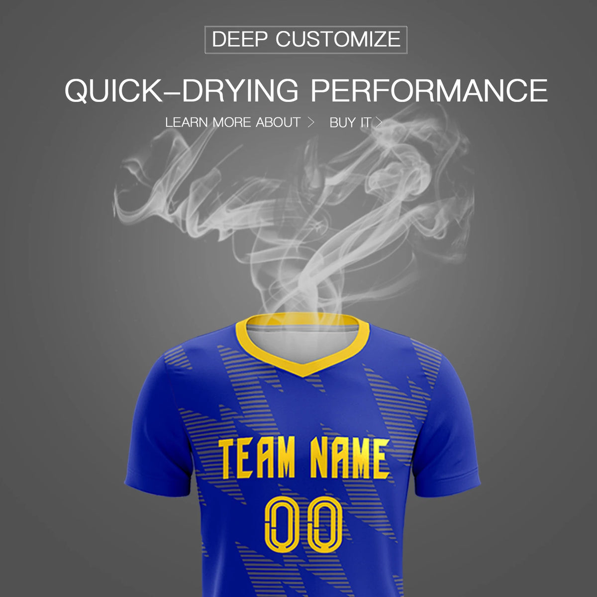 Custom Royal Blue Gold01 Quick Dry Training Uniform Soccer Sets Jersey