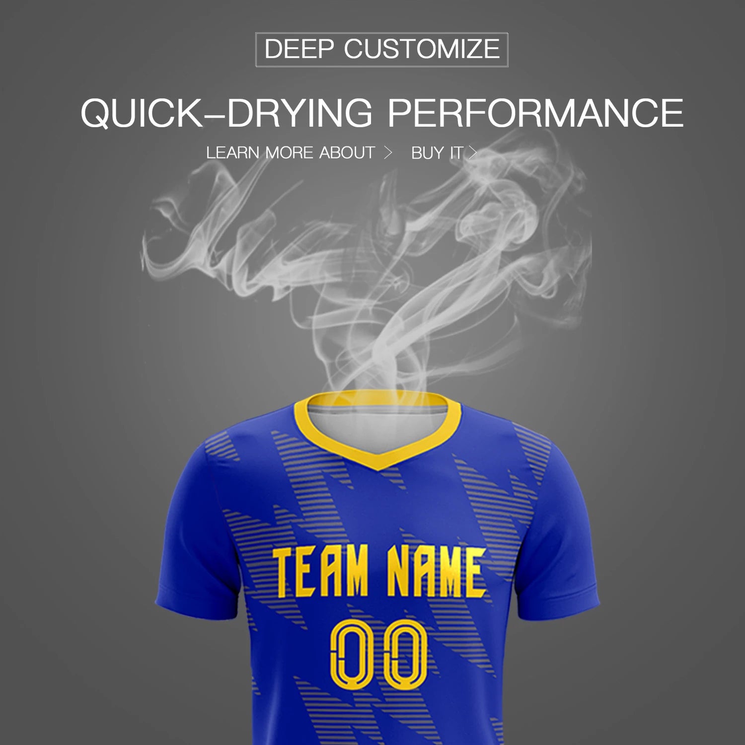 Custom Royal Blue Gold01 Quick Dry Training Uniform Soccer Sets Jersey