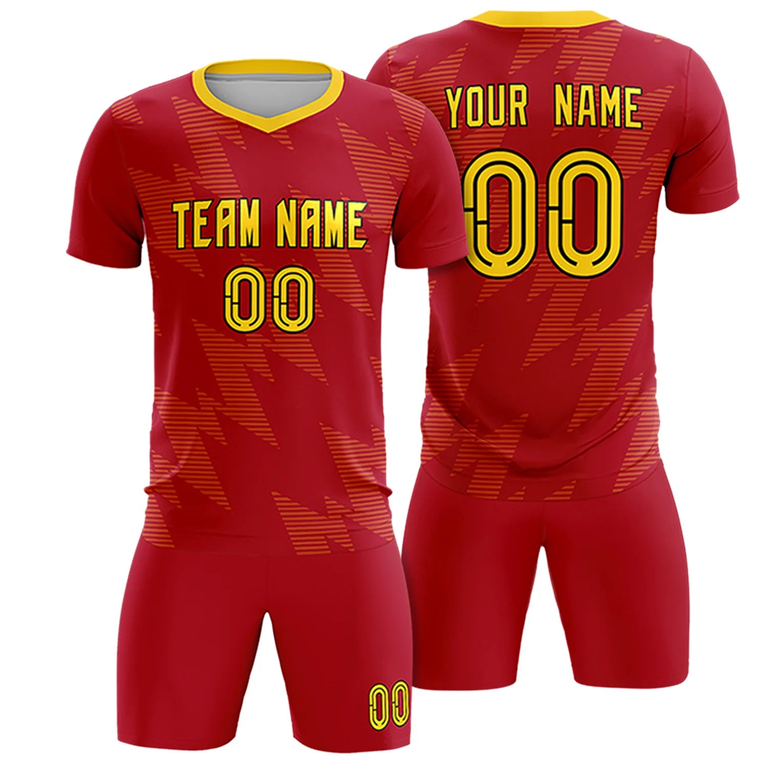 Custom Red Gold01 Quick Dry Training Uniform Soccer Sets Jersey