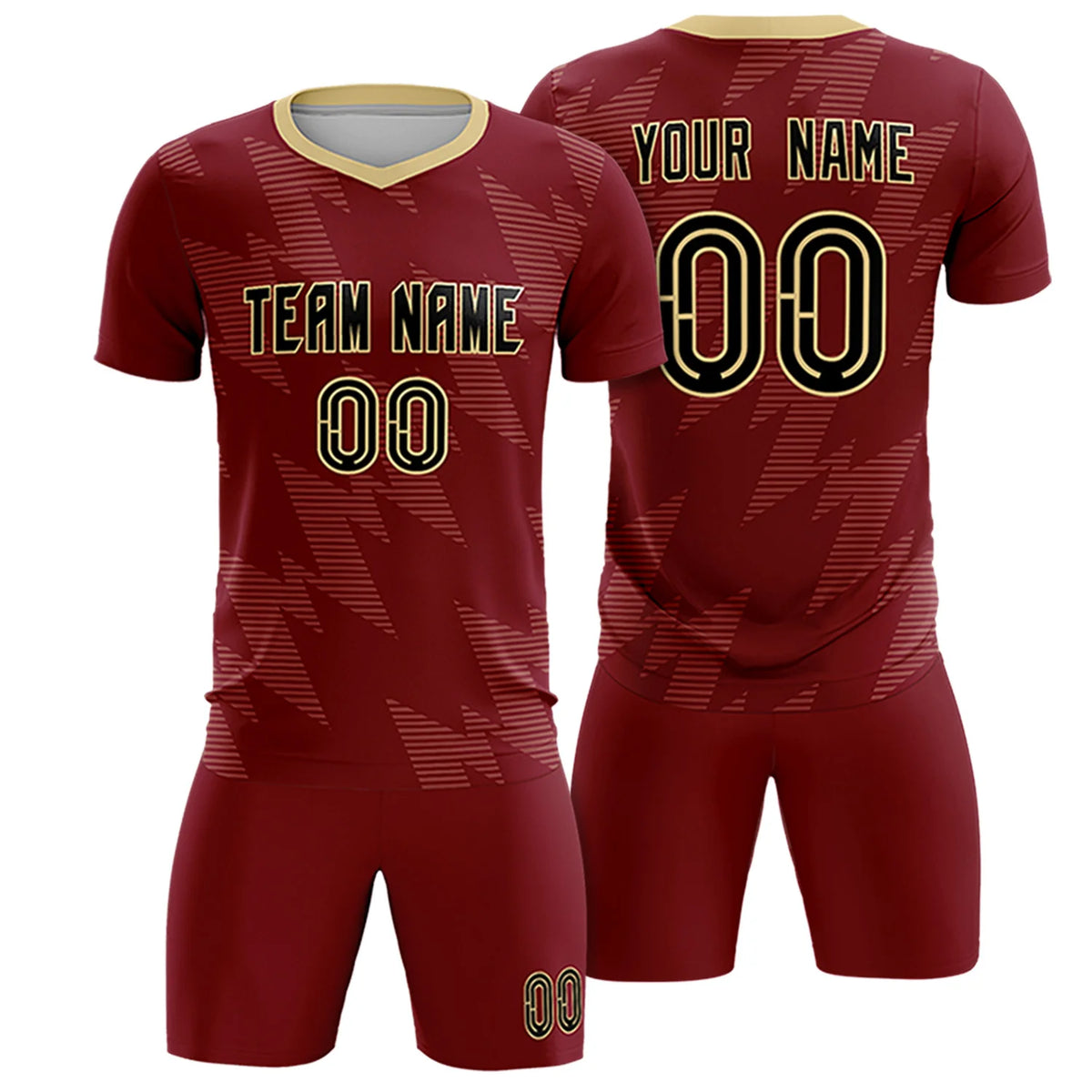 Custom Crimson Khaki Quick Dry Training Uniform Soccer Sets Jersey