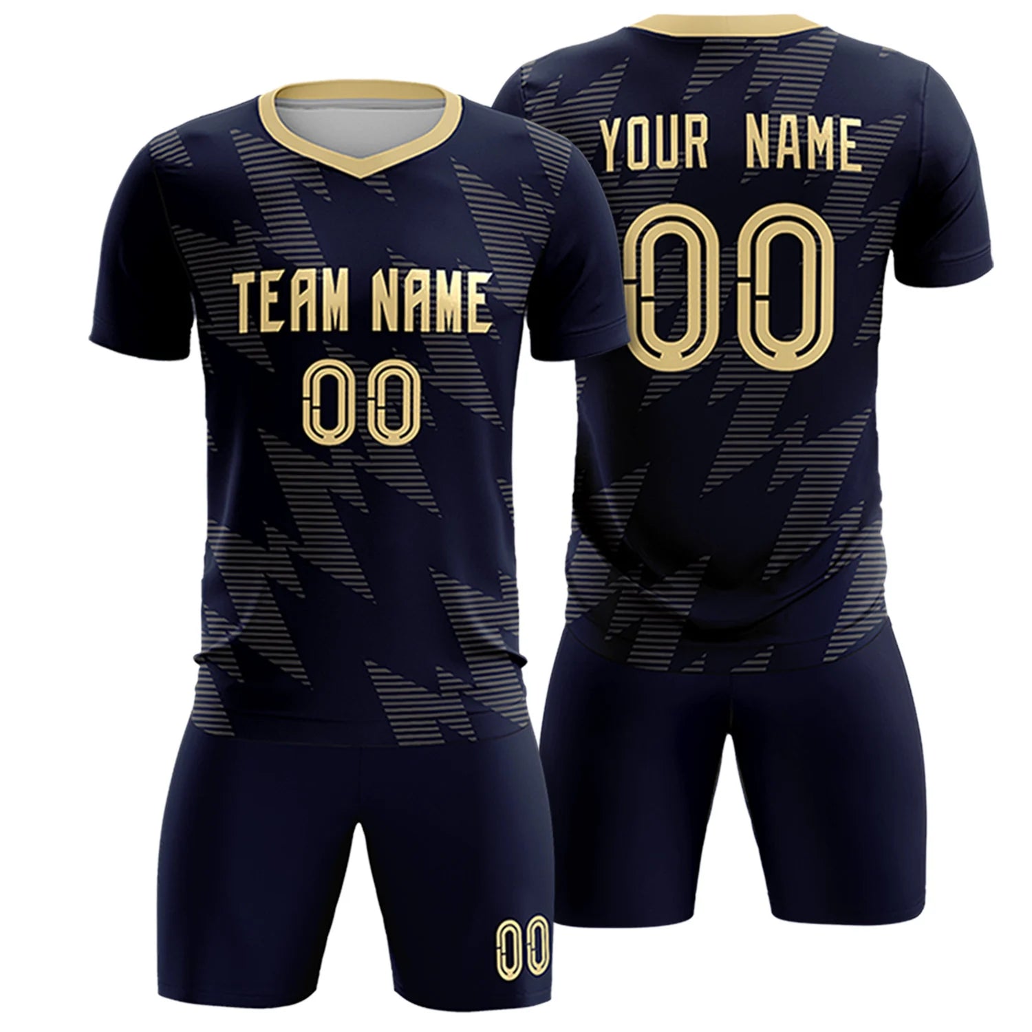 Custom Navy Khaki Quick Dry Training Uniform Soccer Sets Jersey
