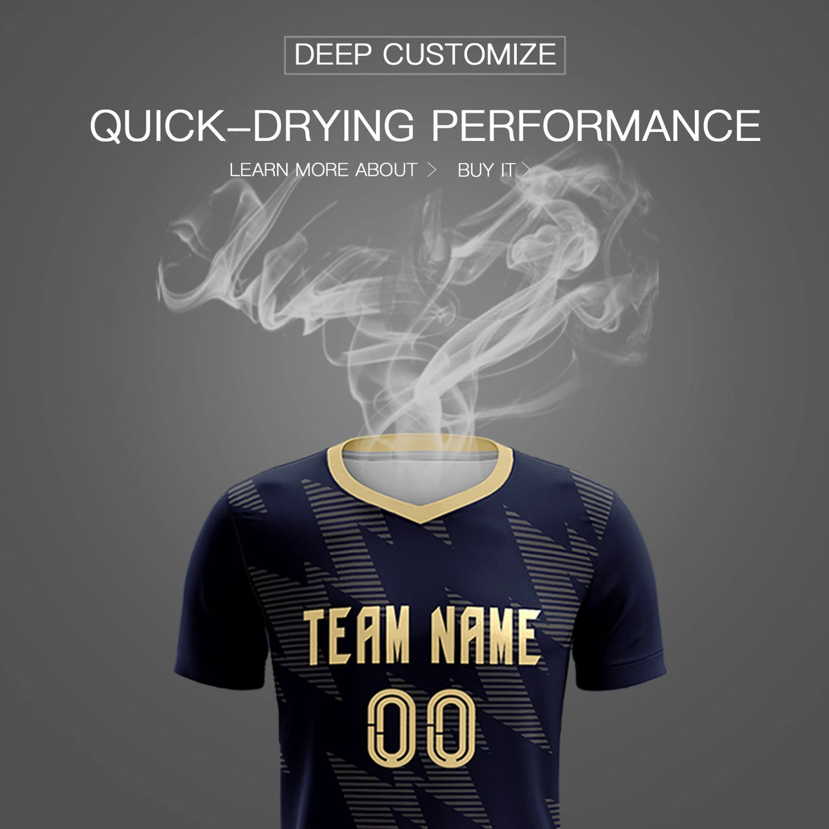 Custom Navy Khaki Quick Dry Training Uniform Soccer Sets Jersey