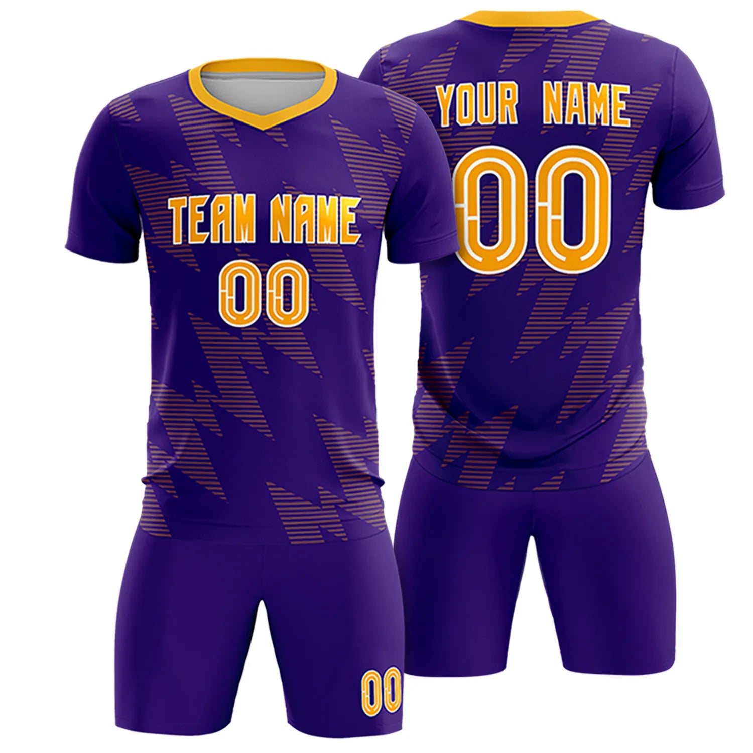 Custom Purple Gold01 Quick Dry Training Uniform Soccer Sets Jersey