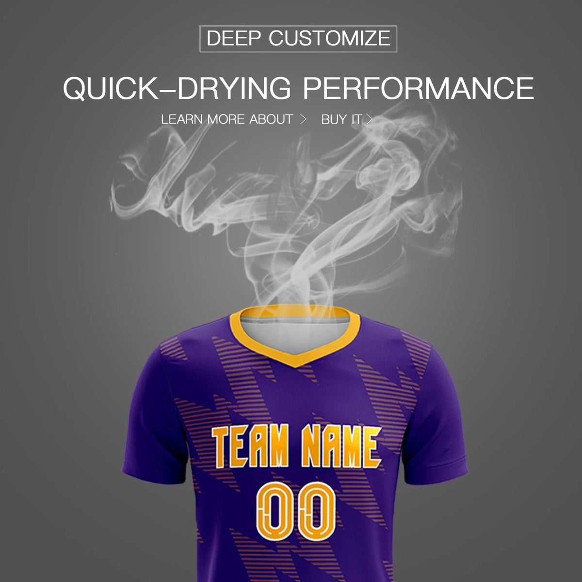 Custom Purple Gold01 Quick Dry Training Uniform Soccer Sets Jersey
