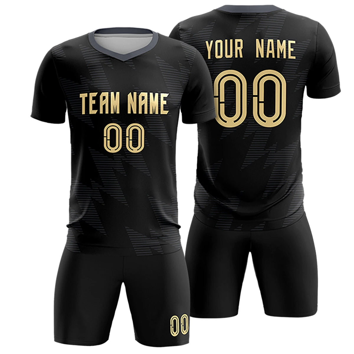 Custom Black Khaki Quick Dry Training Uniform Soccer Sets Jersey