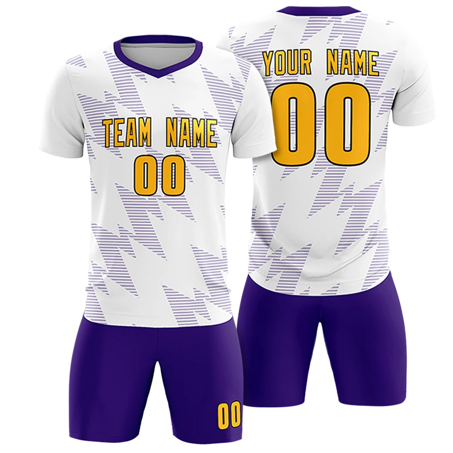 Custom White Purple Quick Dry Training Uniform Soccer Sets Jersey